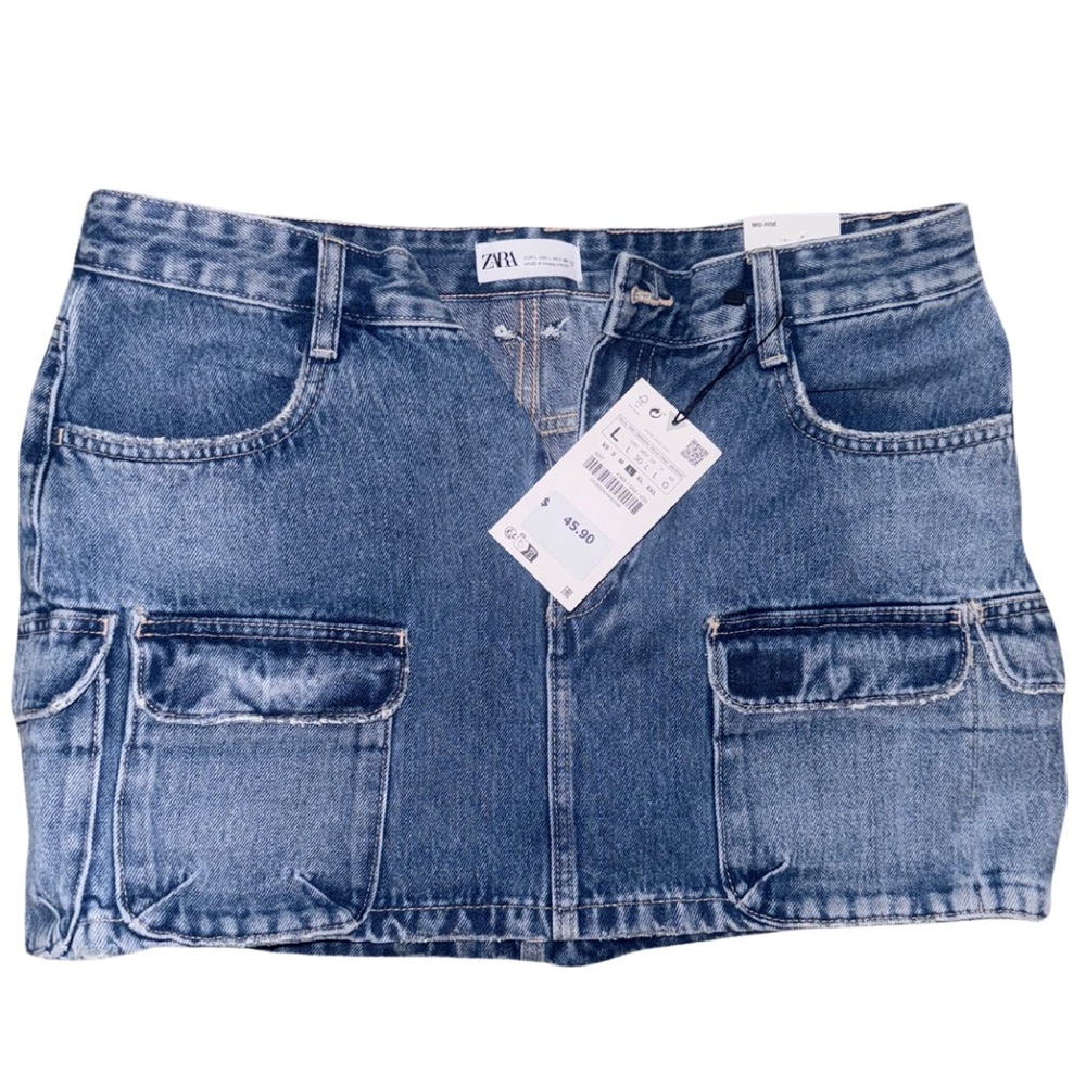 Zara Mini Jean Skirt Size Large NWT